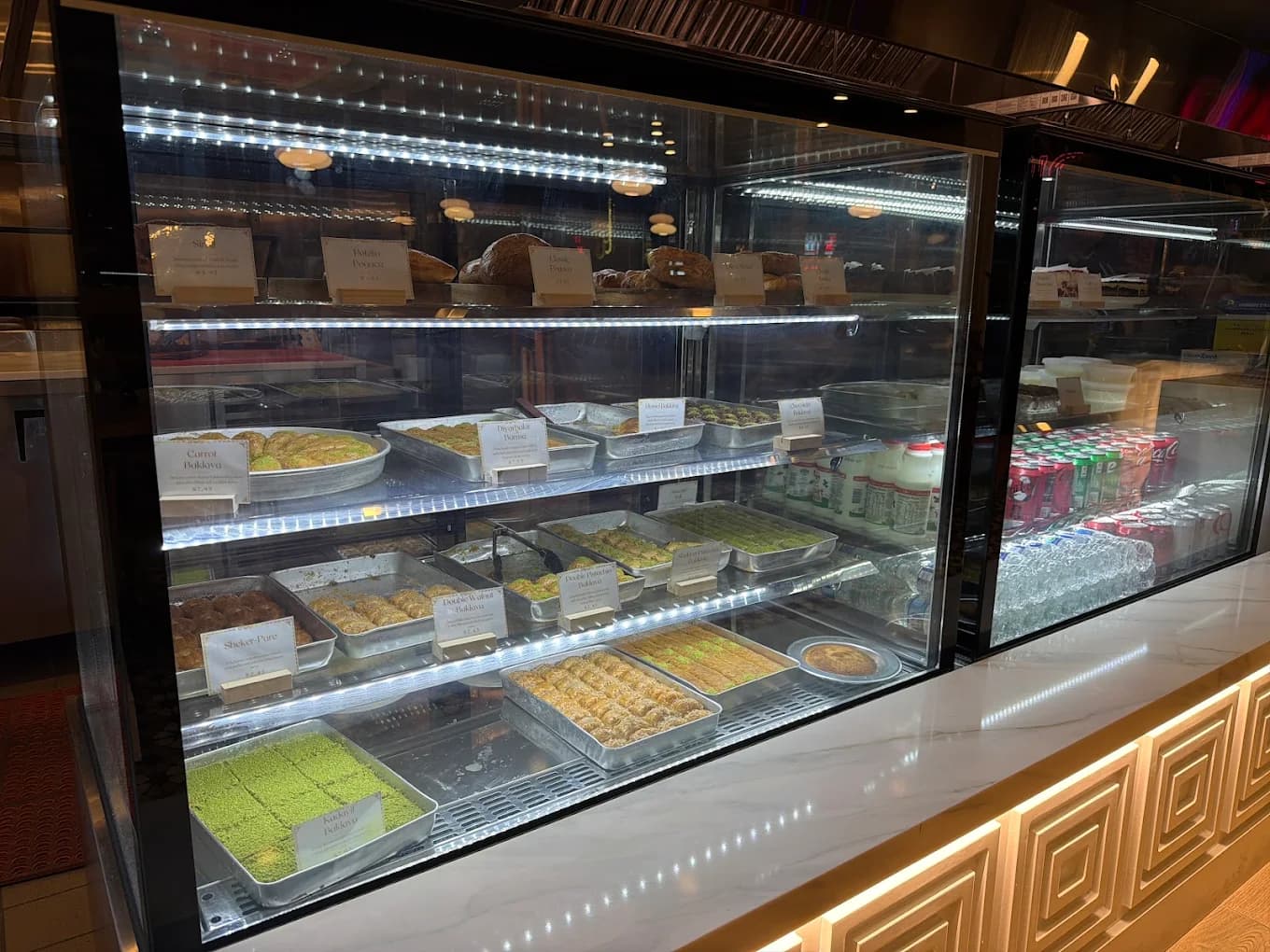 Freshly prepared Turkish desserts at Istanbul Mediterranean 2 bakery