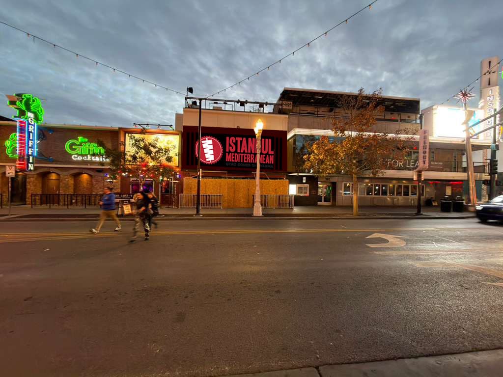 Full restaurant view showing doner station and seating